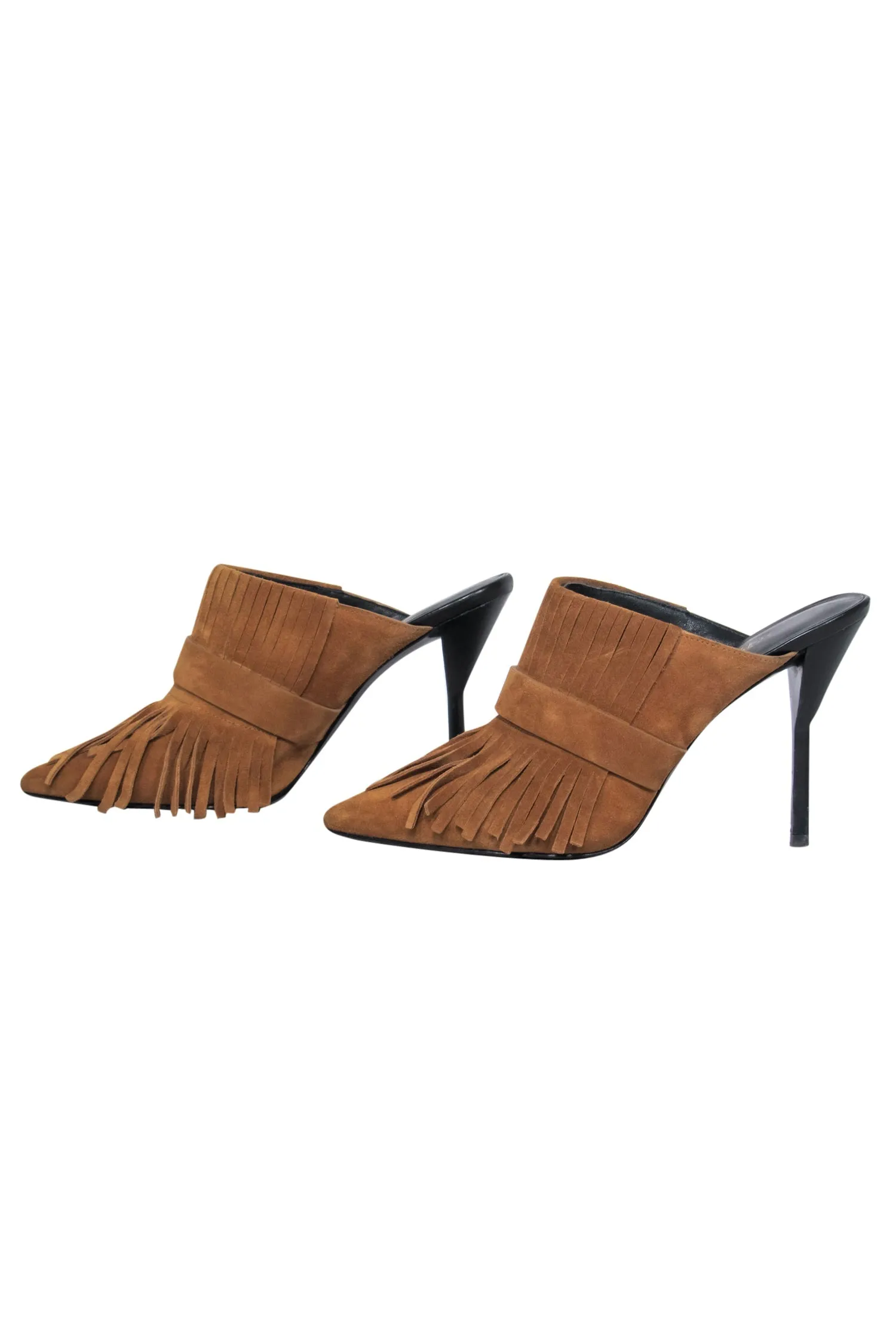 3.1 Phillip Lim - Brown Suede Fringed Mule Pumps Sz 7.5