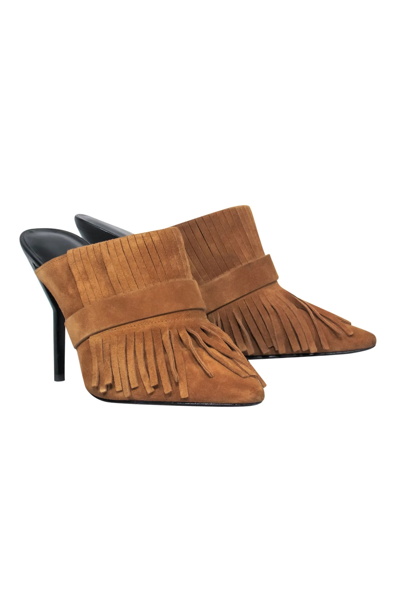 3.1 Phillip Lim - Brown Suede Fringed Mule Pumps Sz 7.5