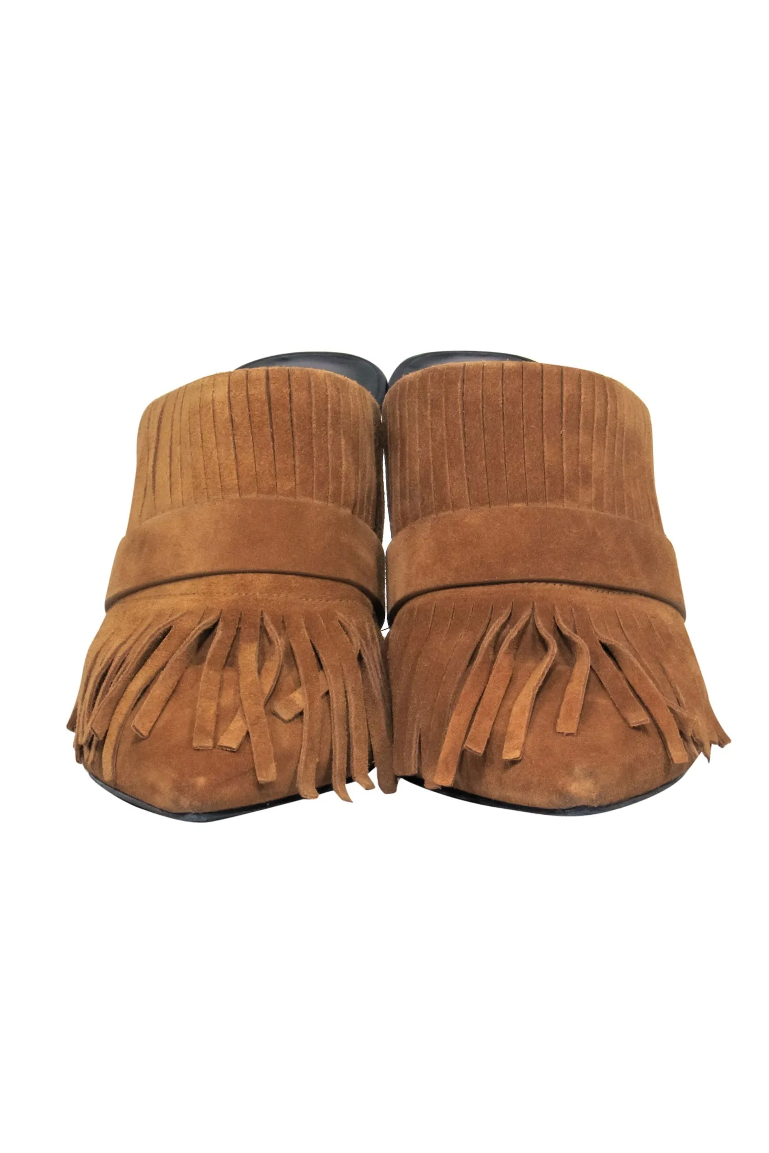 3.1 Phillip Lim - Brown Suede Fringed Mule Pumps Sz 7.5