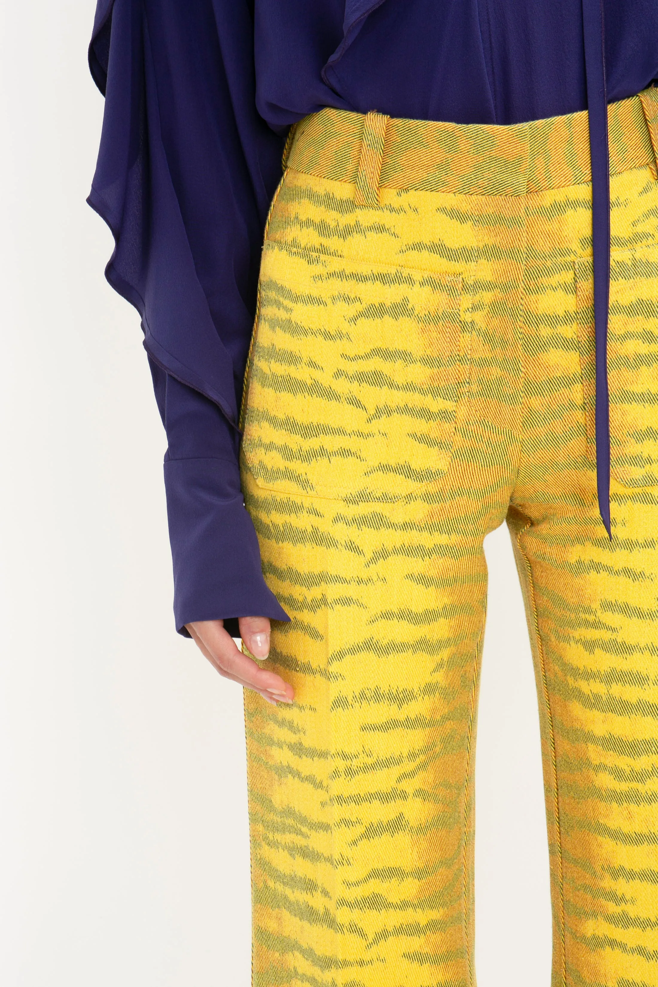 Alina Trouser In Yellow-Maple Tiger Print