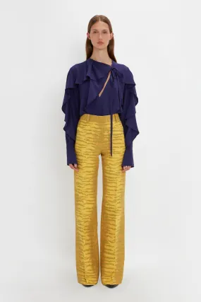 Alina Trouser In Yellow-Maple Tiger Print