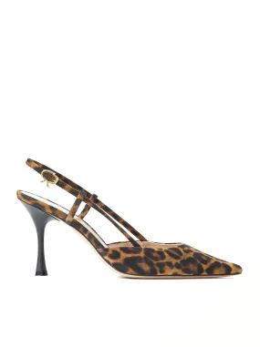 Ascent leopard print suede slingback décolleté