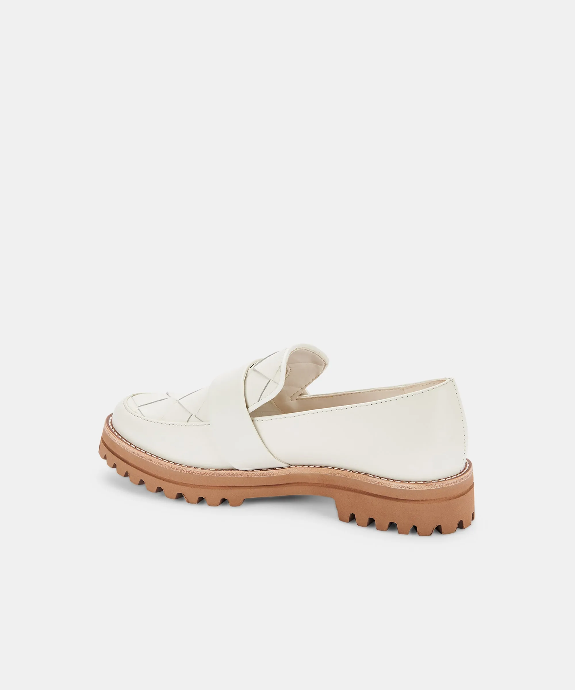 AUBREE WOVEN FLATS WHITE LEATHER re:vita