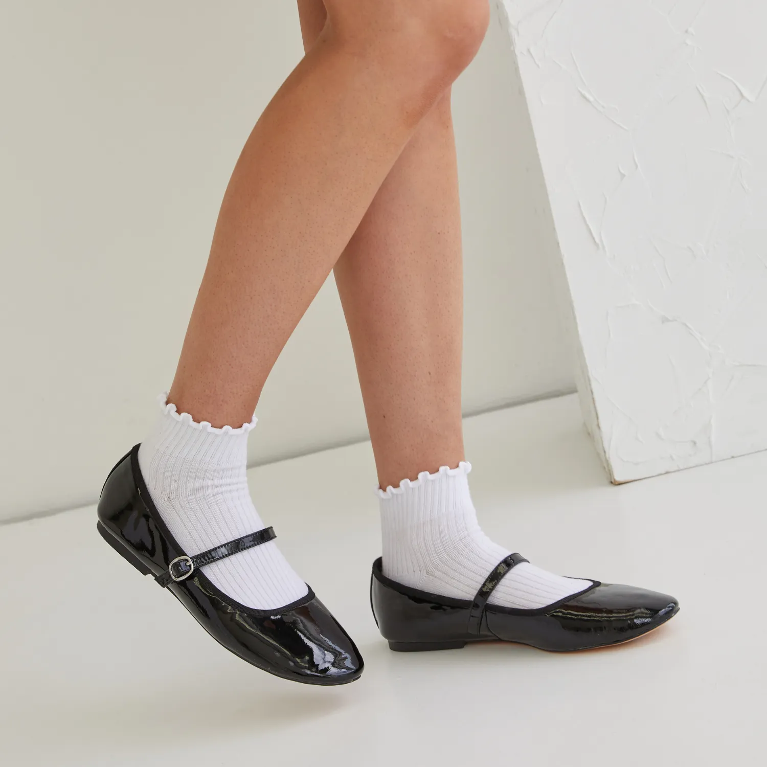 Bambi Mary-Jane Flats - Black Patent