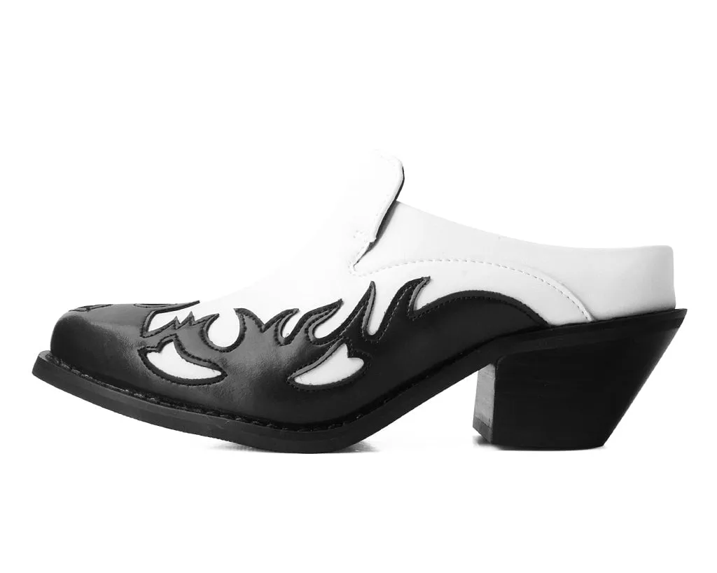 Black & White Flame Western Mule