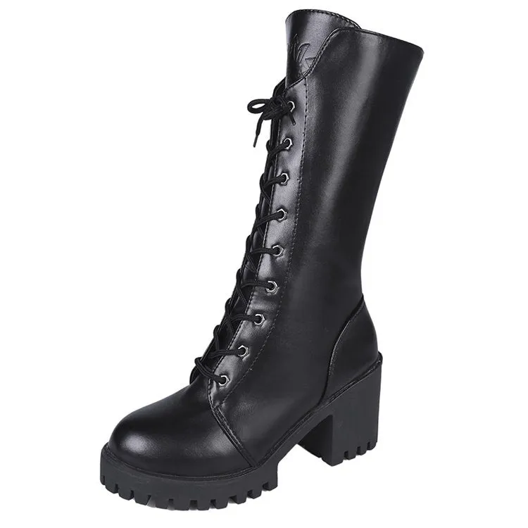 Black high heel Martin boots KF82264