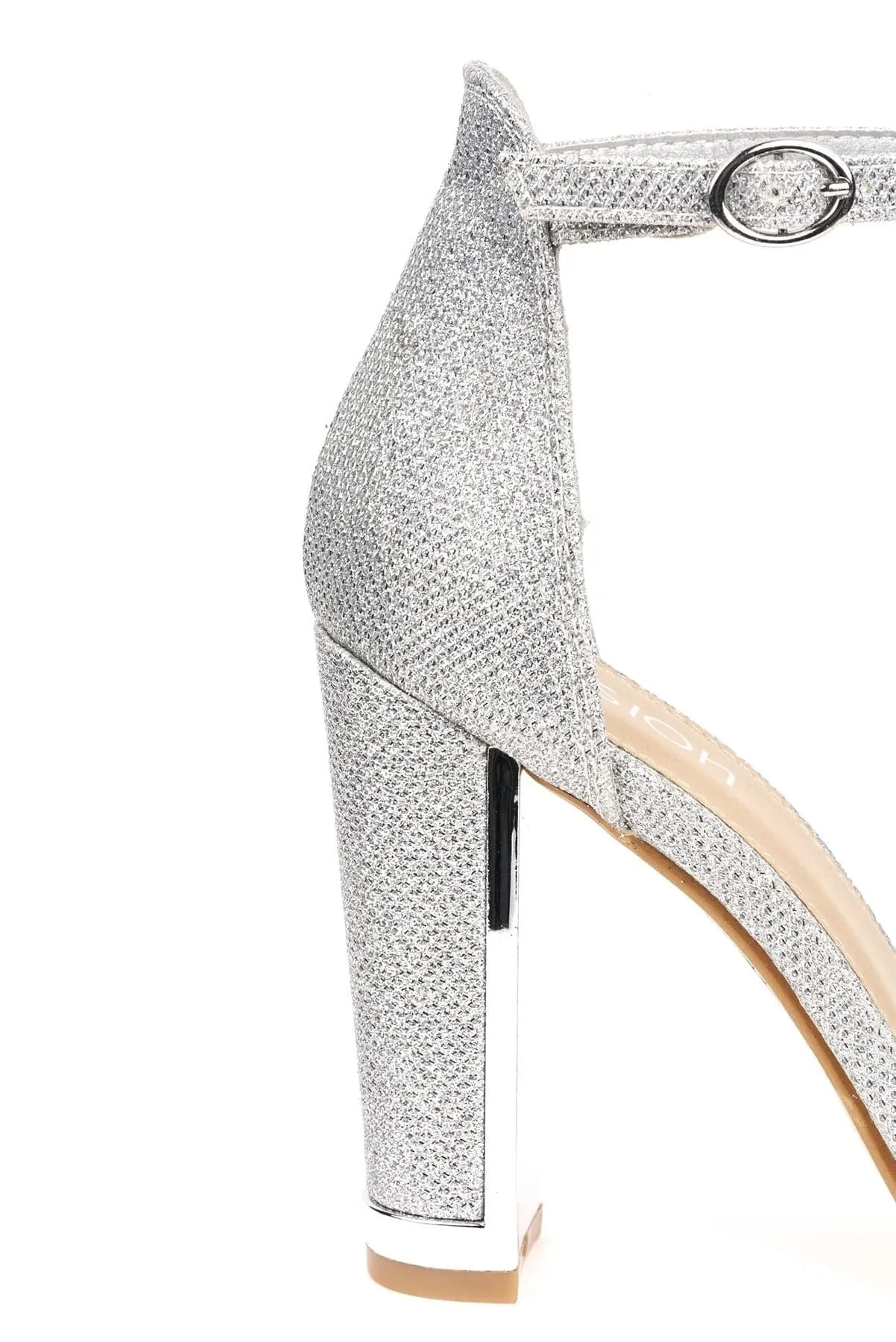 Bronx Gold Lined Heel Anklestrap Sandal in Silver Mesh