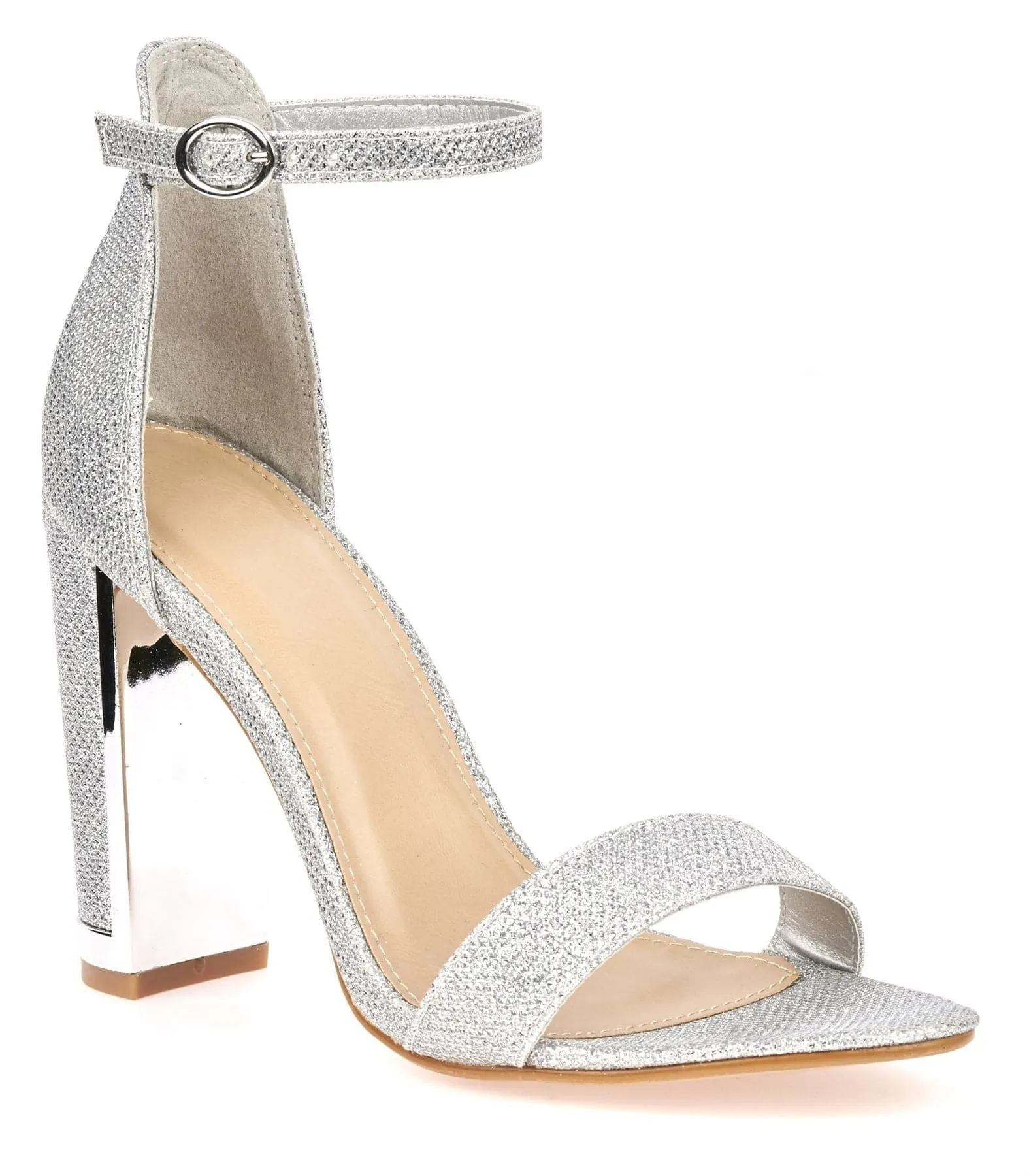 Bronx Gold Lined Heel Anklestrap Sandal in Silver Mesh