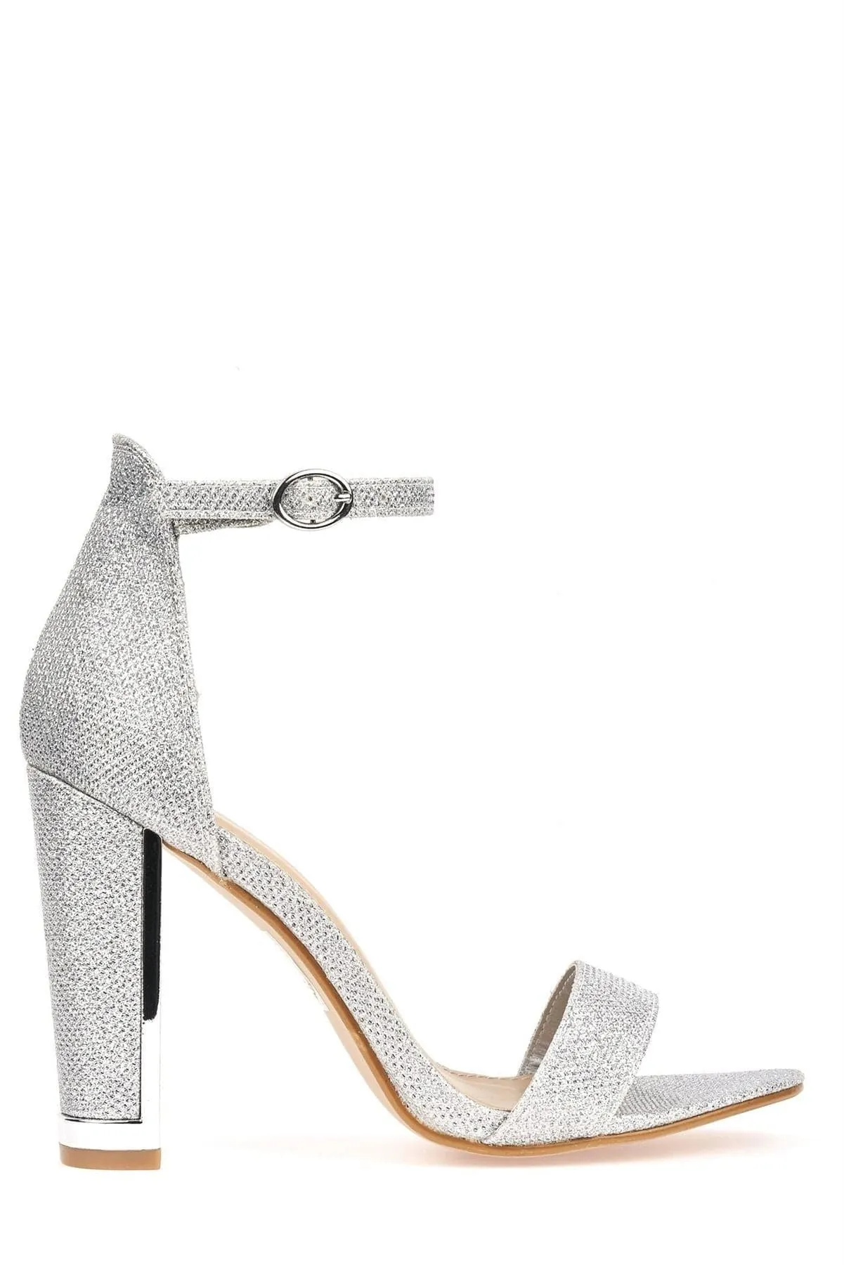 Bronx Gold Lined Heel Anklestrap Sandal in Silver Mesh