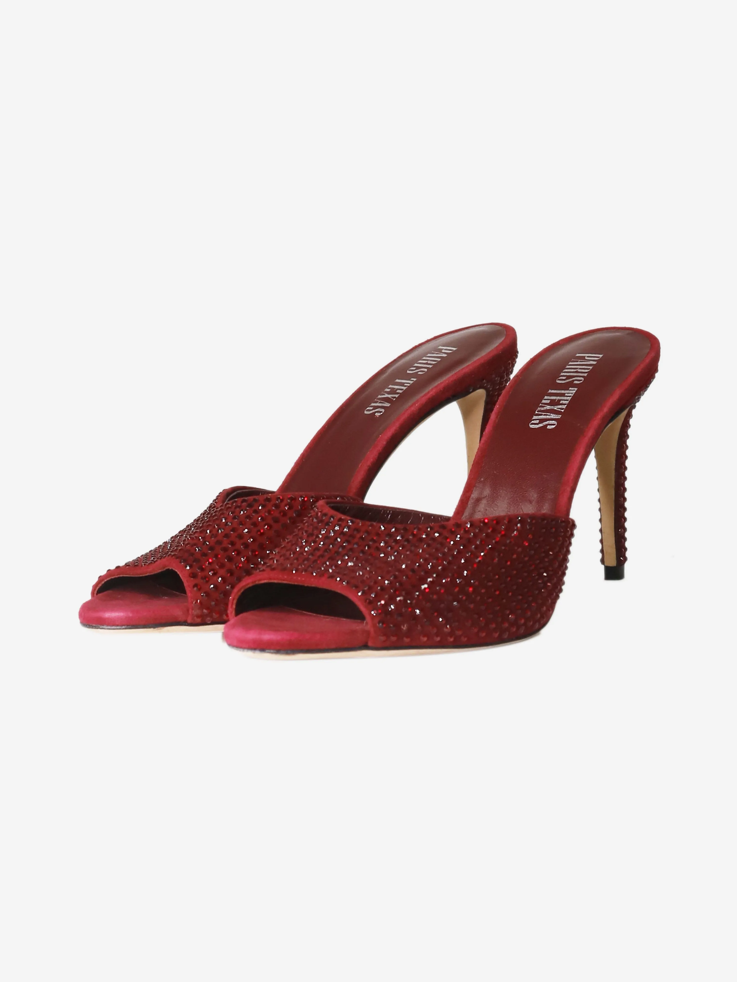 Burgundy crystal-embellished mules - size EU 37 (UK 4)