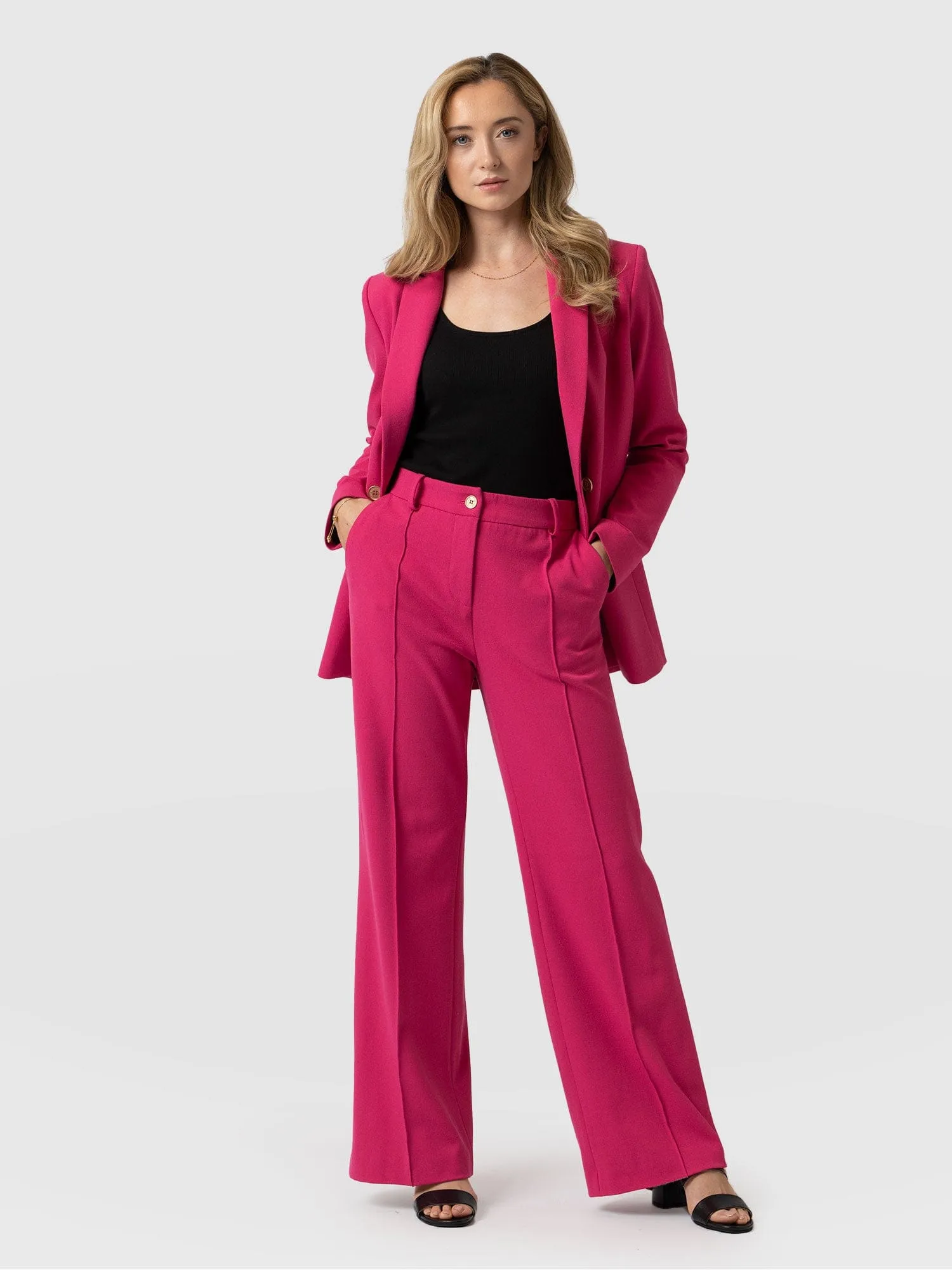 Cambridge Tailored Wide Leg Pant - Hot Pink