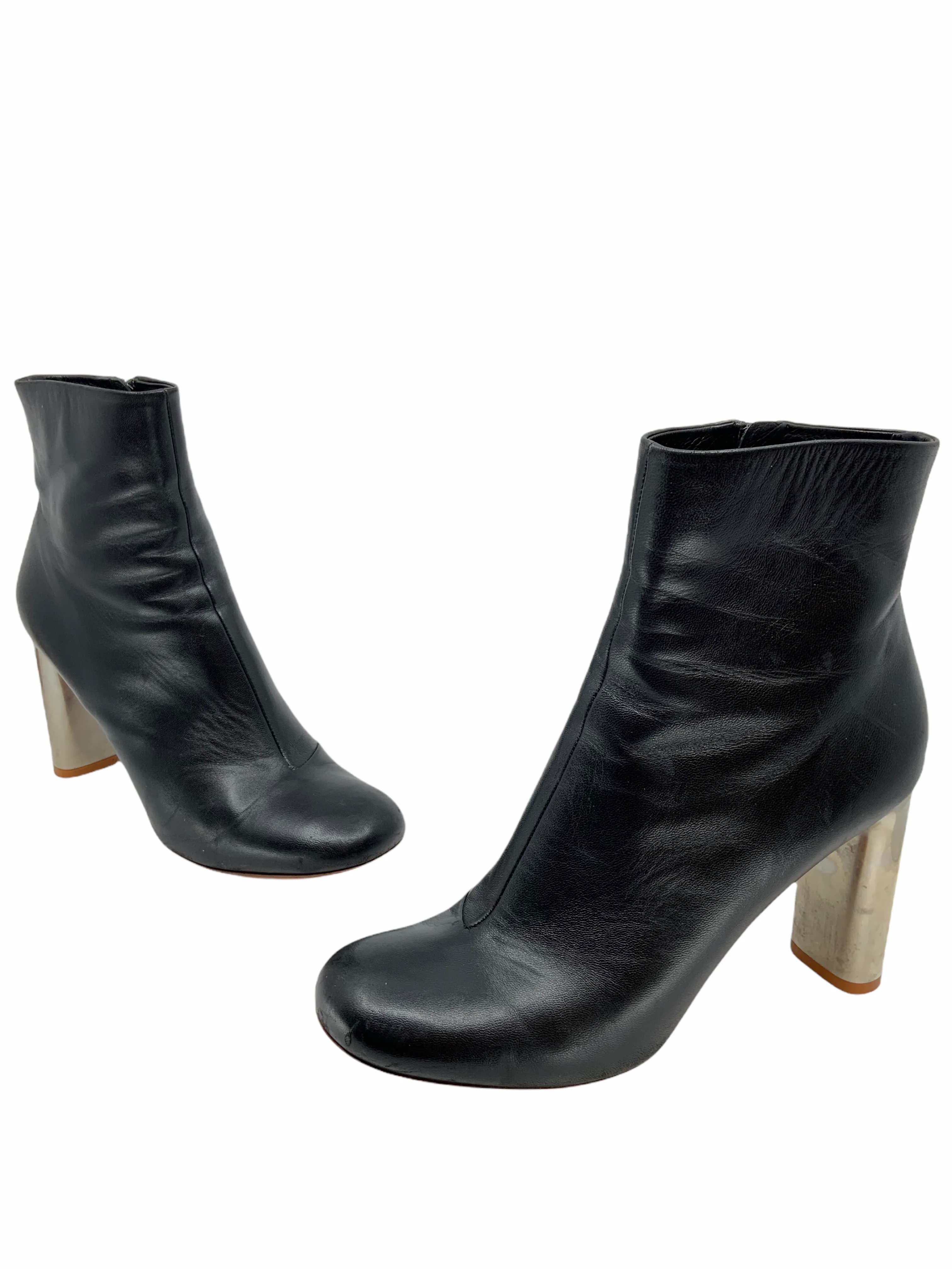 Celine Leather Bam Bam Metal Heel Ankle Booties Size 9