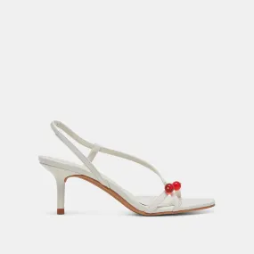 CERISE HEELS WHITE PATENT STELLA