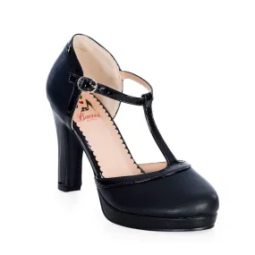 Classic Black T-Strap Vintage Platform Heels