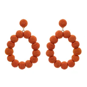 Coral Woven Ball Oval Earrings