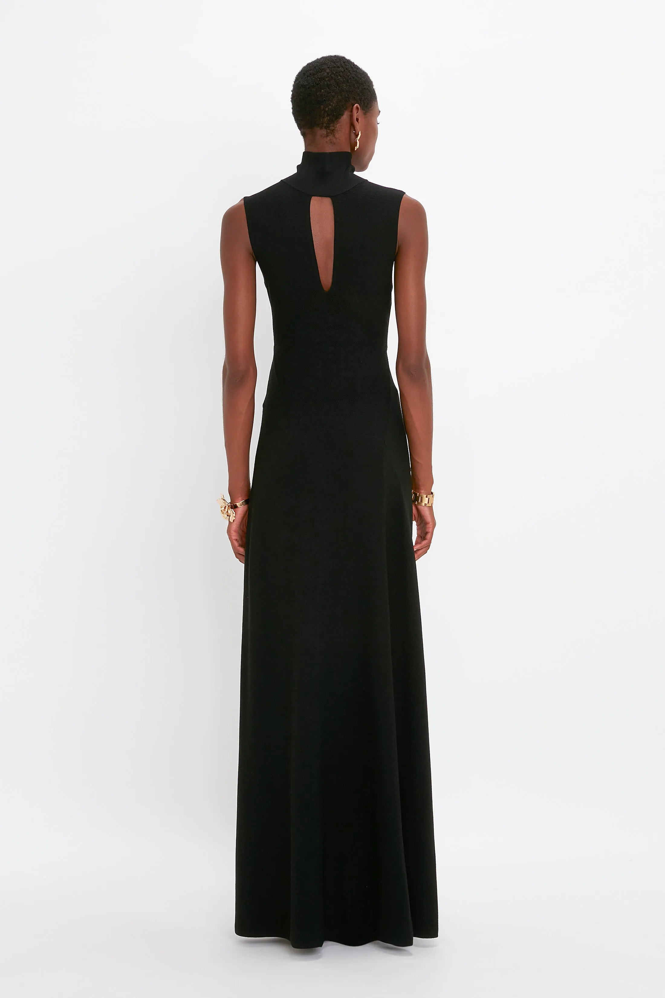 Cut Out Front Floor-Length Dress In Black