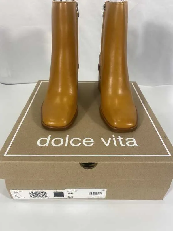 DAPPER BOOTIES TAN LEATHER - re:vita