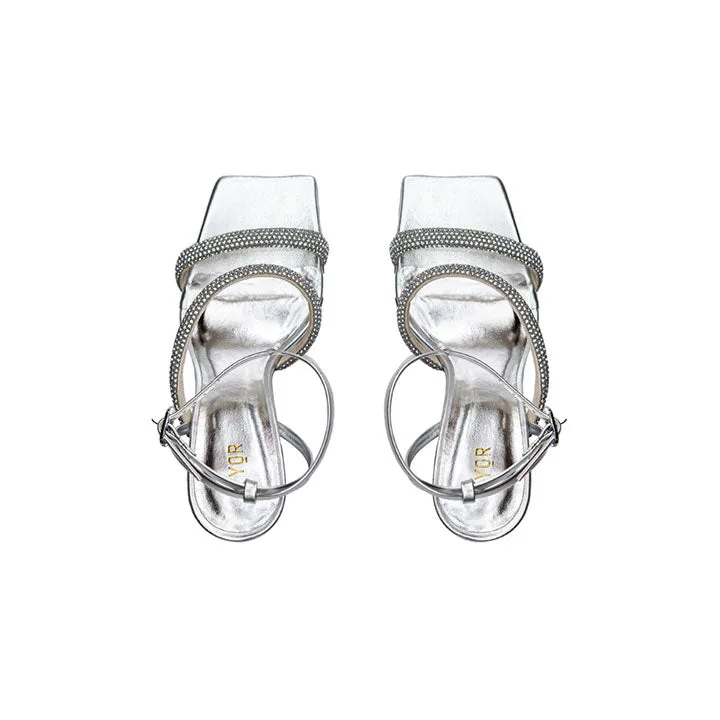 Diamante Double Strap High Heel Sandal BWR 045