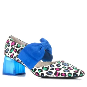 Django & Juliette Misha Cobalt Leopard Pony Suede