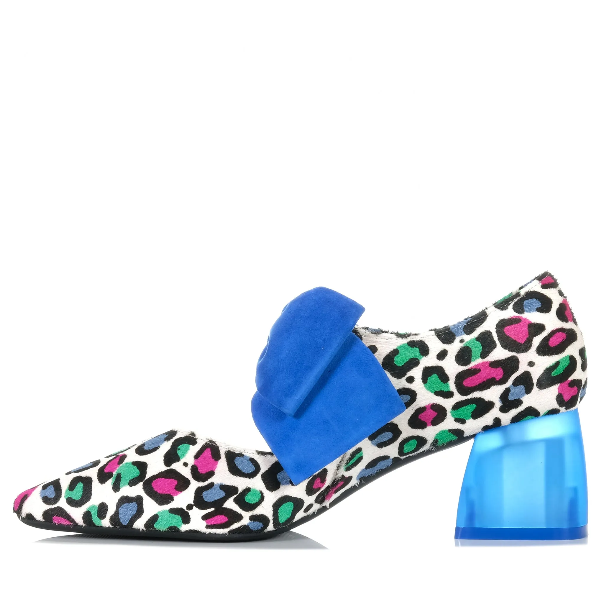 Django & Juliette Misha Cobalt Leopard Pony Suede