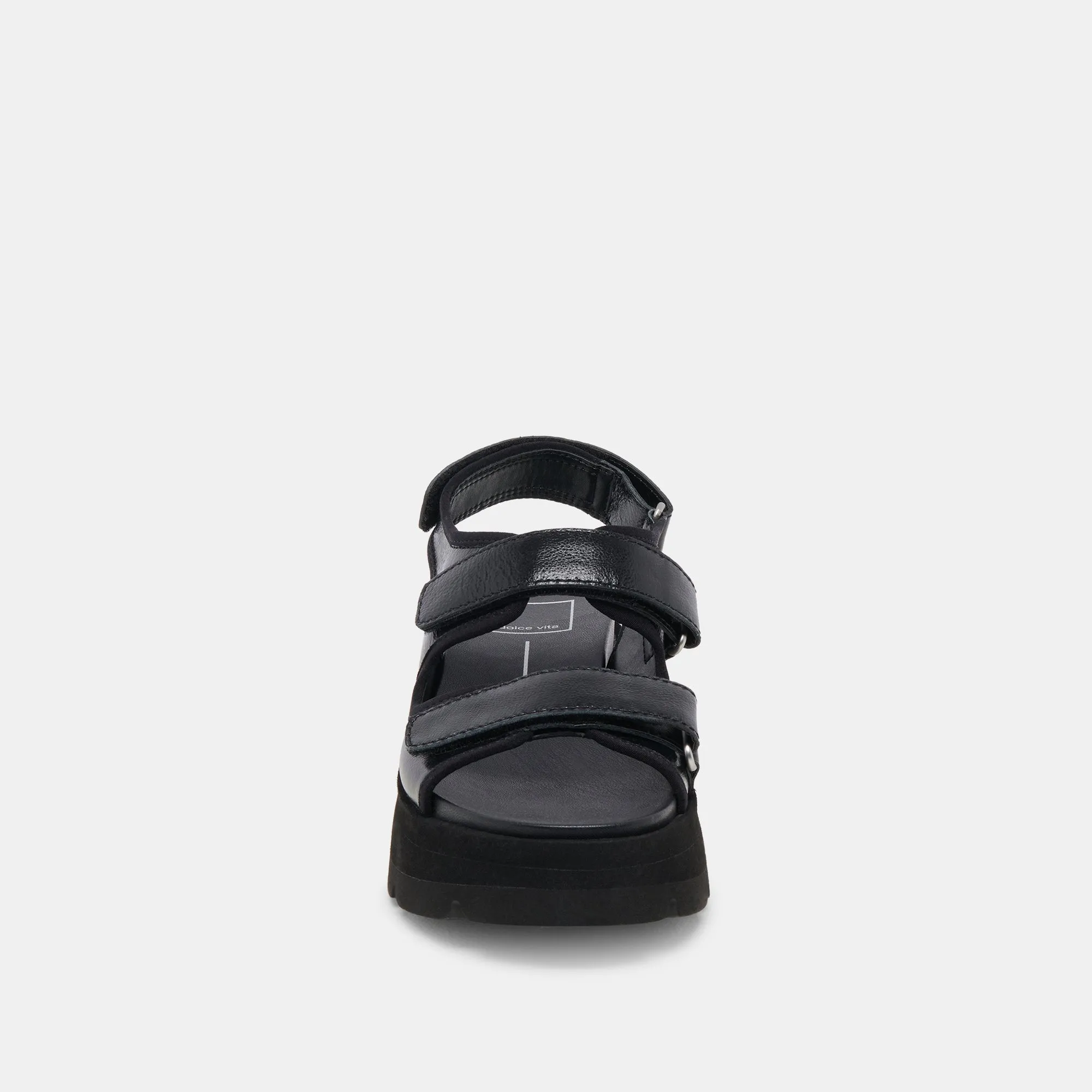 DUBAI SANDALS MIDNIGHT CRINKLE PATENT