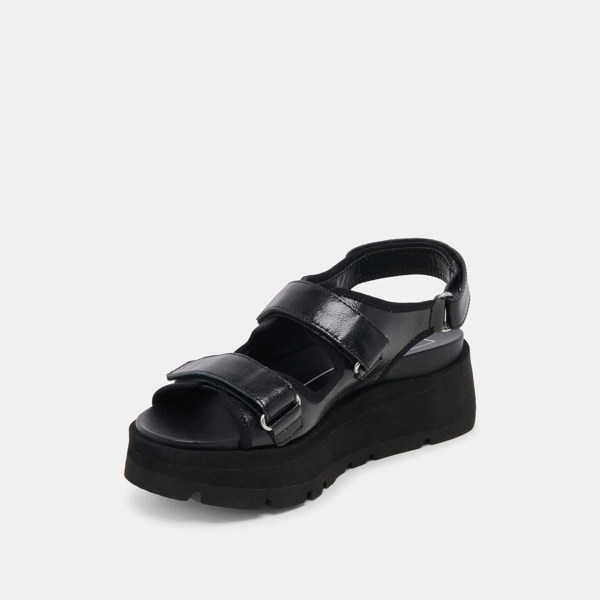 DUBAI SANDALS MIDNIGHT CRINKLE PATENT