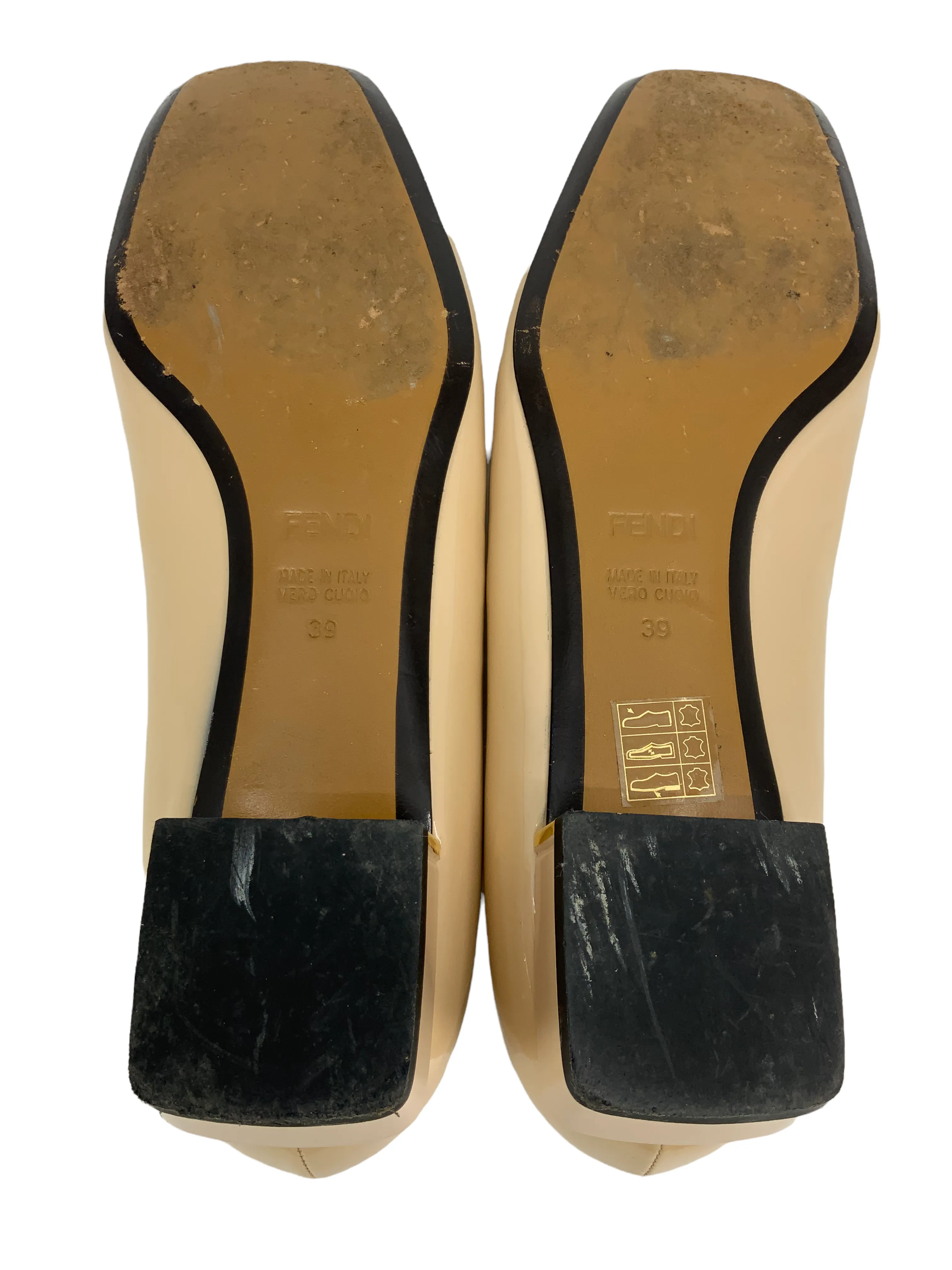 FENDI Patent Leather Square Toe Buckle Pumps Size 9