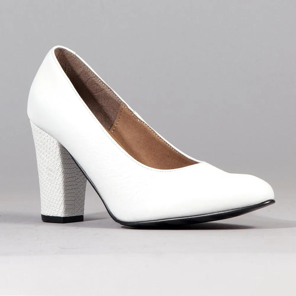 Froggie Shelly Leather Block Court Heel - White