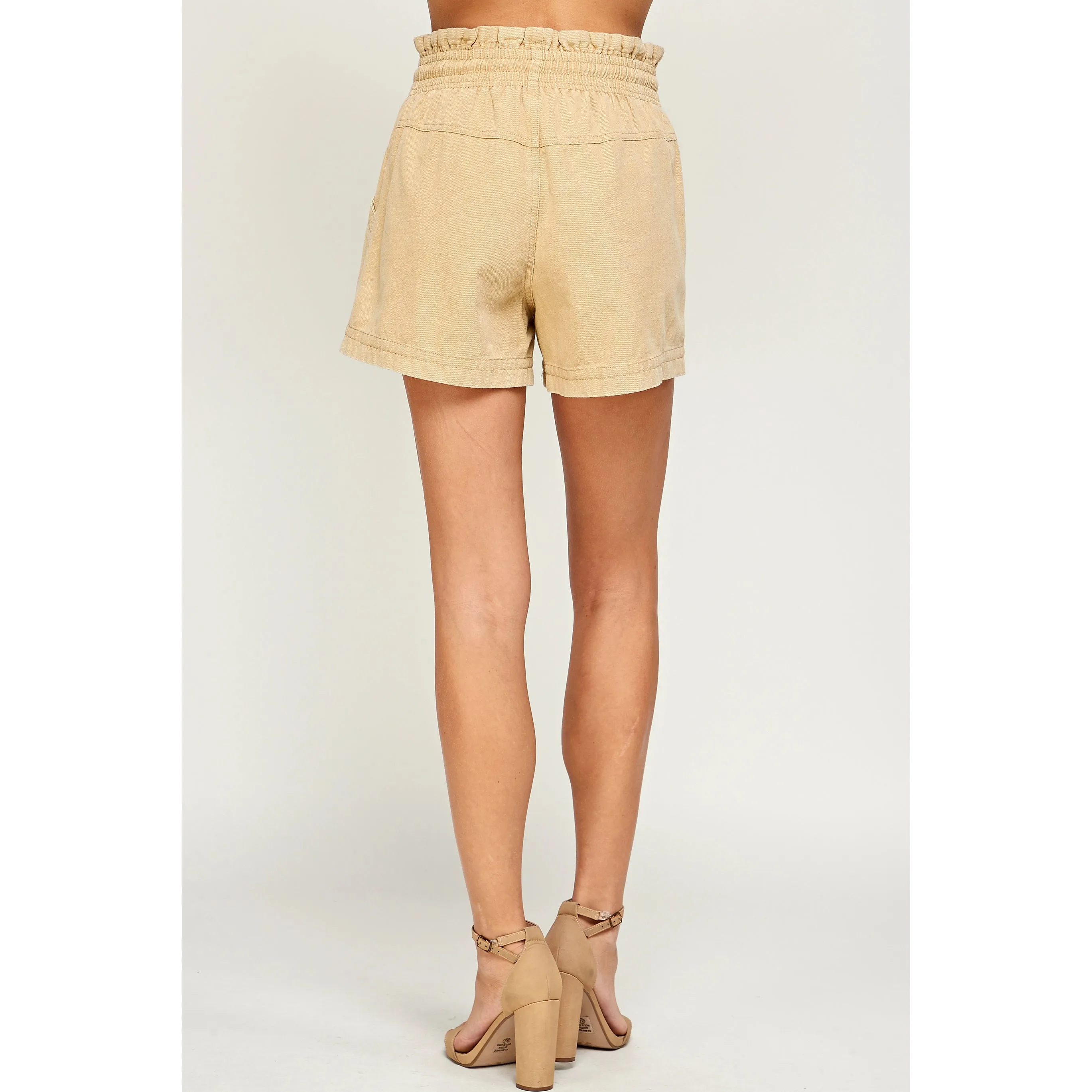 Front Tie Paperbag Waist Shorts