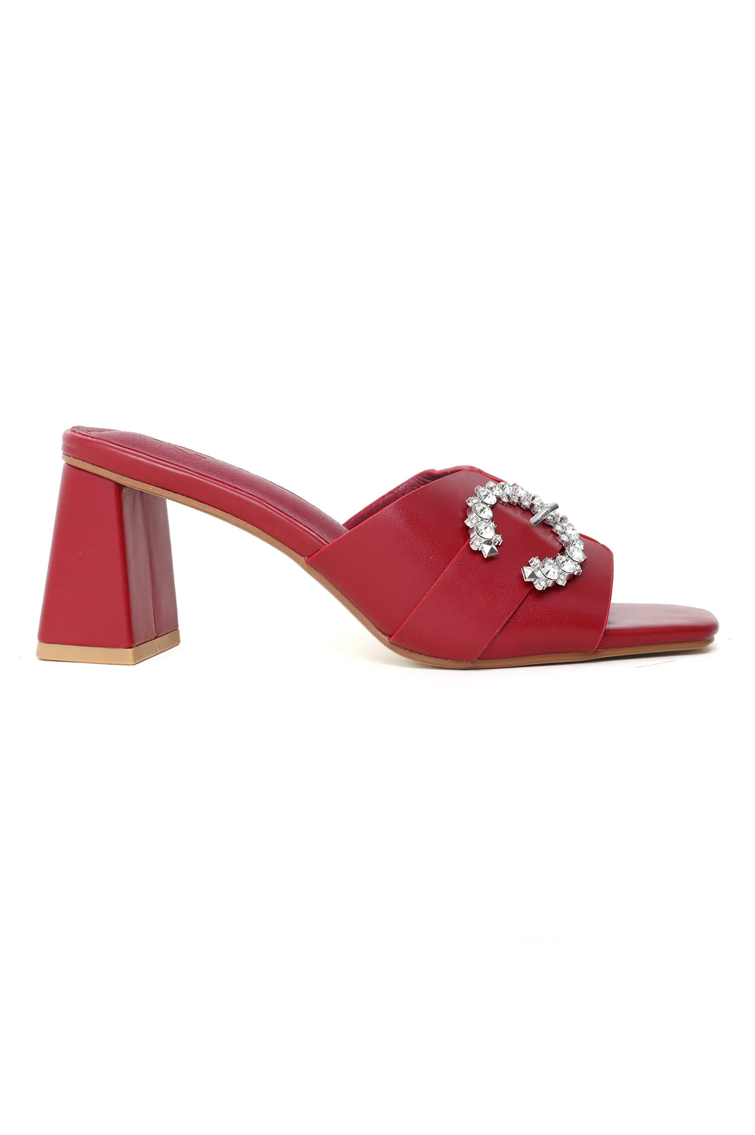 GLAMOUR BROOCH HEELS-WINE