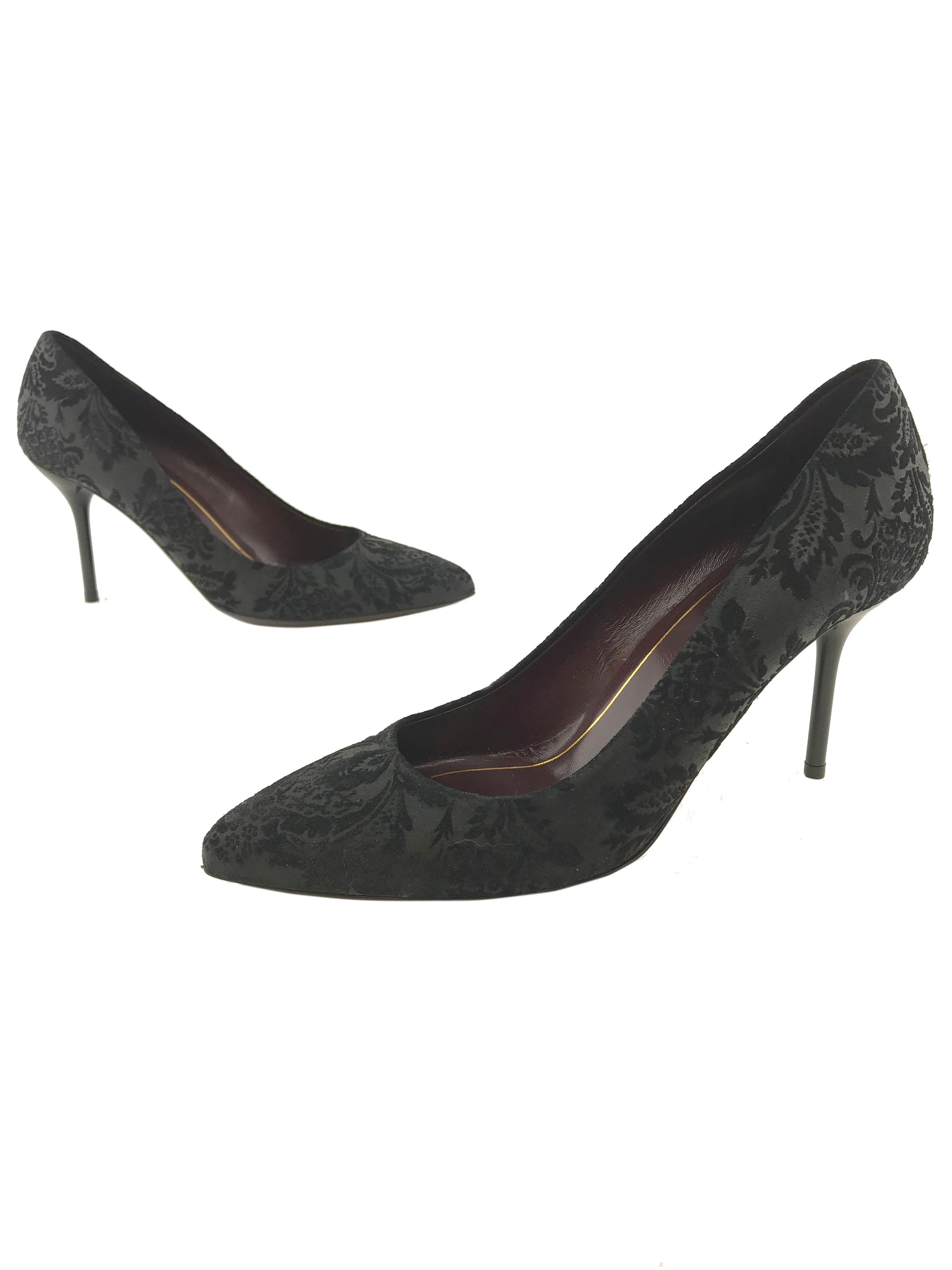 Gucci Noah Embossed Floral Point-Toe Pumps, 8.5