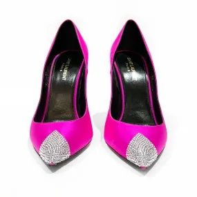 Hot Pink Satin and Crystal Embellished Tower Pumps 38.5