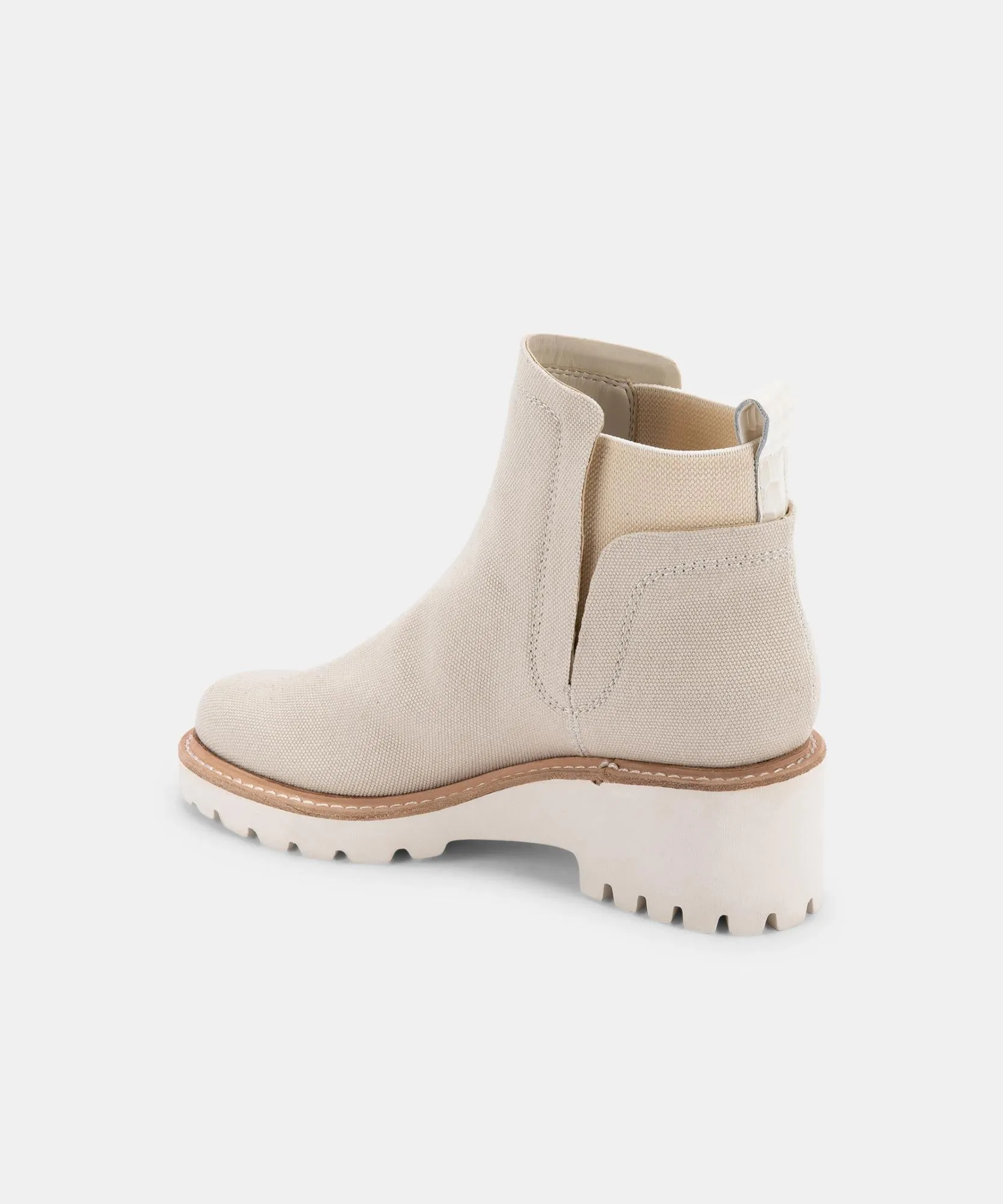 HUEY BOOTIES IN SANDSTONE CANVAS - re:vita