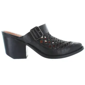 Jeffrey Campbell Route 66CT - Black Leather Laser Cut Western Bootie Slide