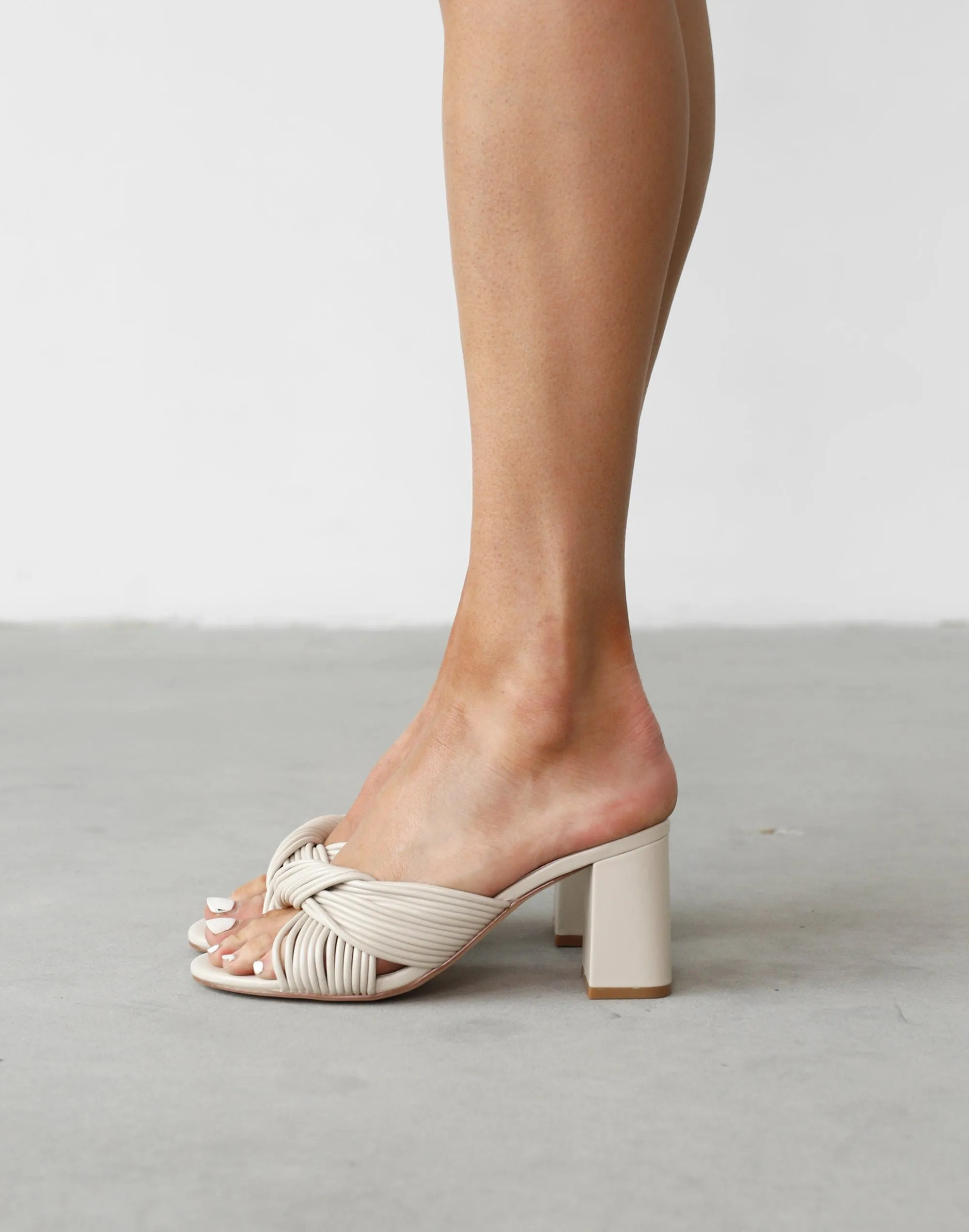 Kaylee Heels (Bone Smooth PU) - By Therapy