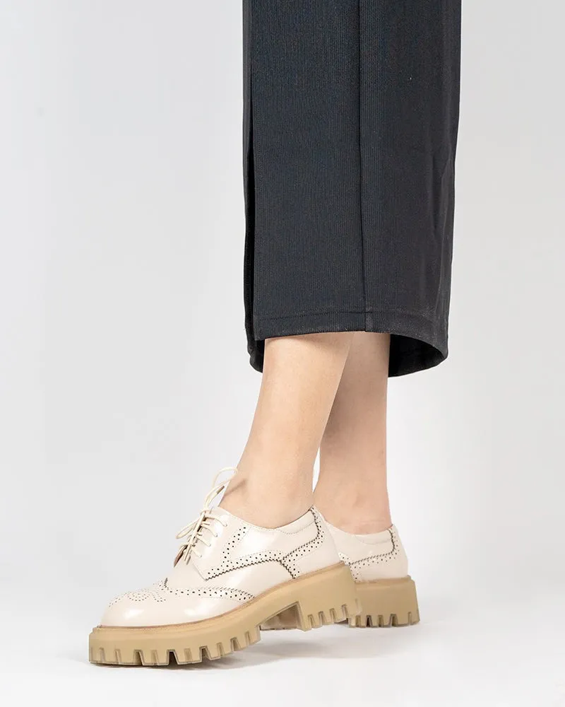 Lace up Wingtip Chunky Heel Platform Brogue Oxford