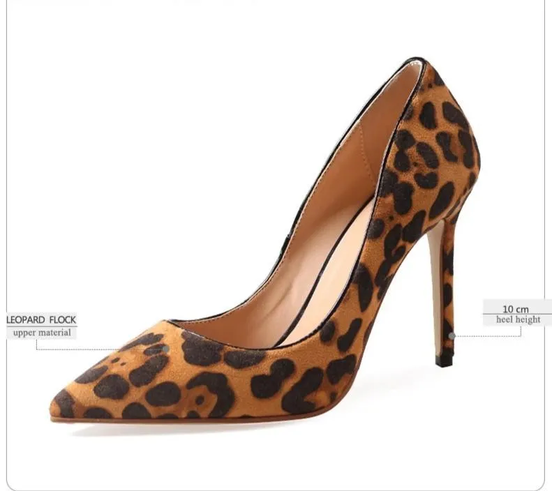 Leopard Pointed Toe High Heels Pumps