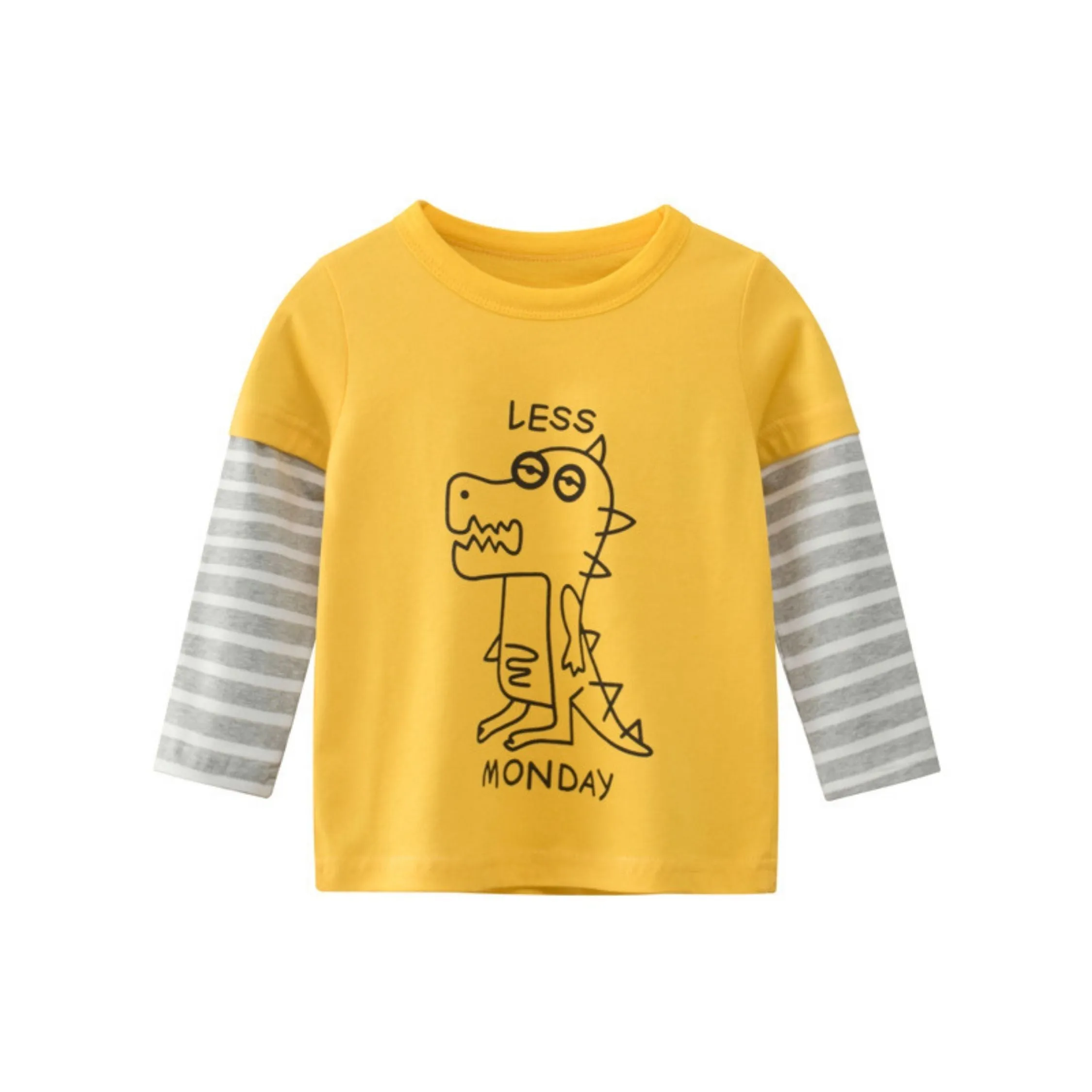 Less Monday' Double Layer Boys Tee Shirt ,Yellow