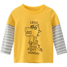 Less Monday' Double Layer Boys Tee Shirt ,Yellow