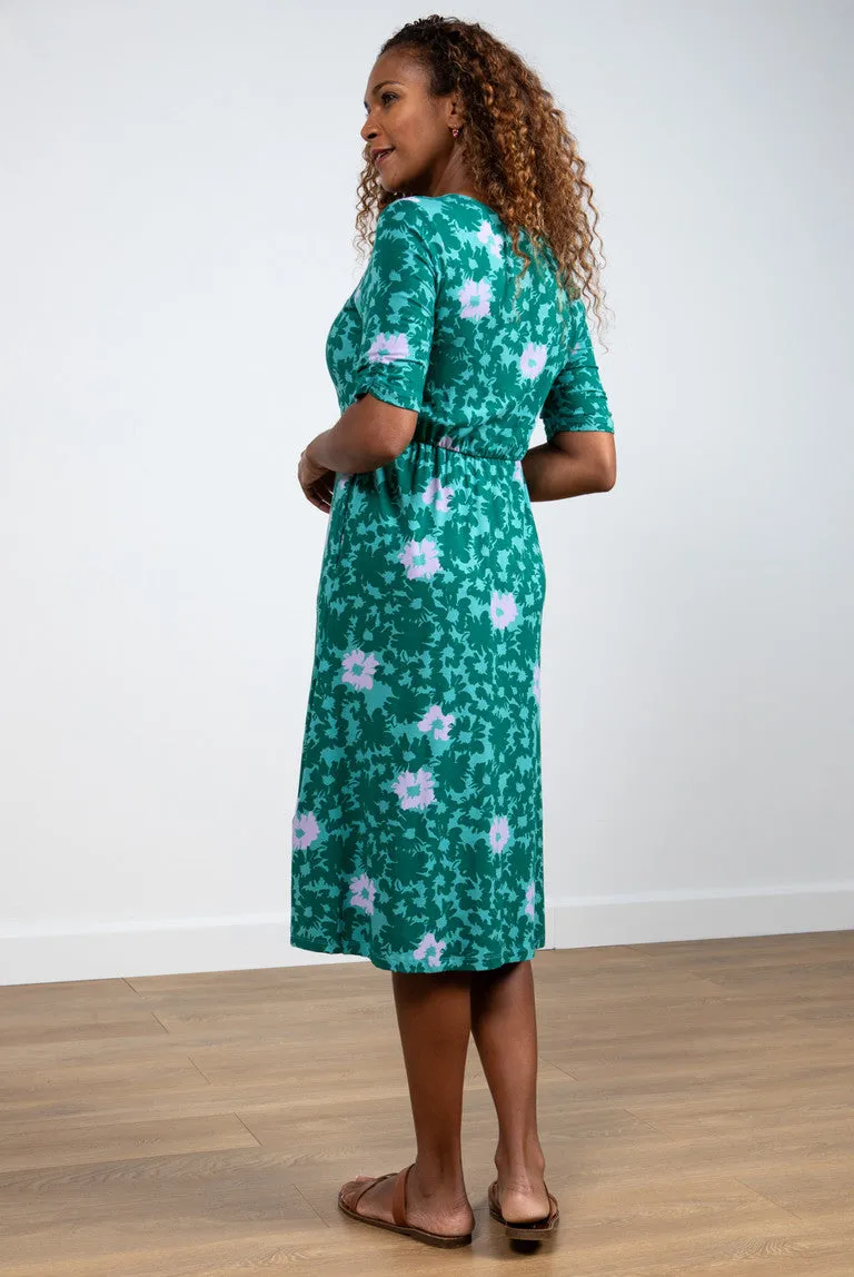 Lily & Me - Kali Dress Abstract Blossom - Sea Green