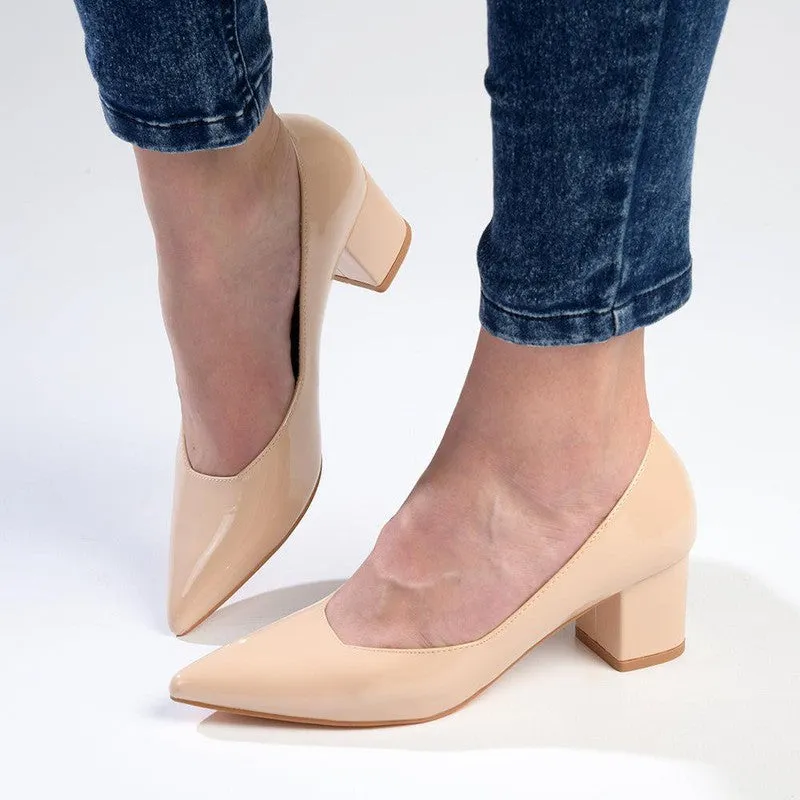 Madison Pamela Low Block Heel Court - Nude