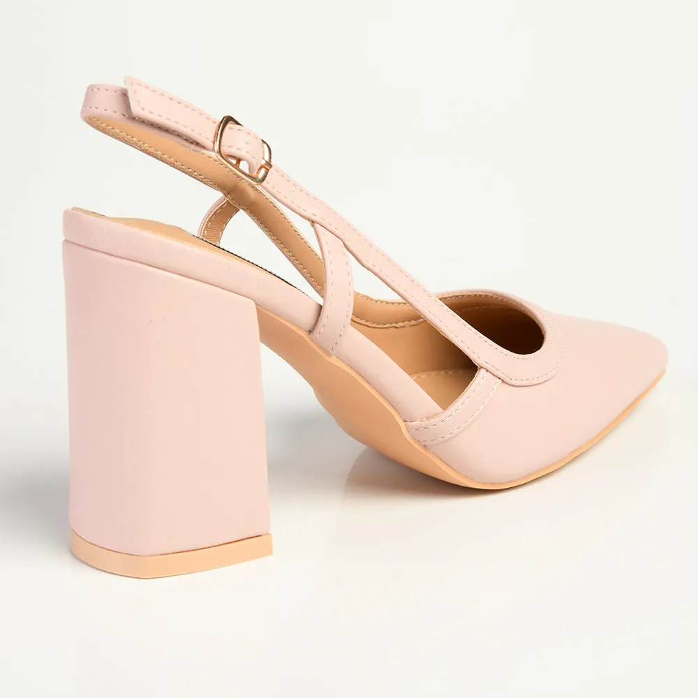 Madison Paula Slingback Block Heel Court - Nude