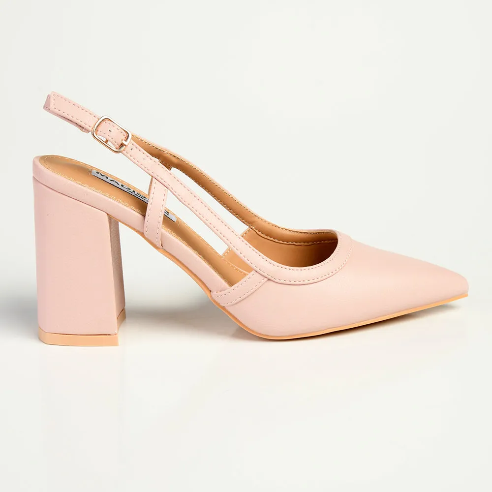 Madison Paula Slingback Block Heel Court - Nude