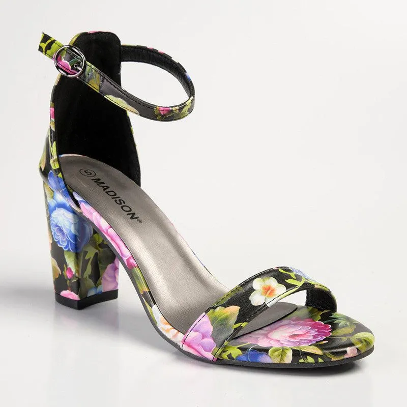 Madison Viv Ankle Strap Sandal - Black Floral