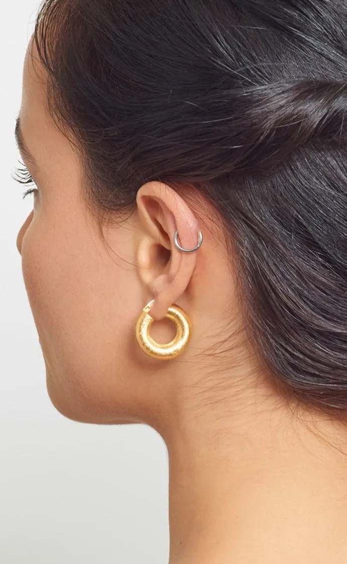 Matte 'Donut' Hoop Earrings - Silver