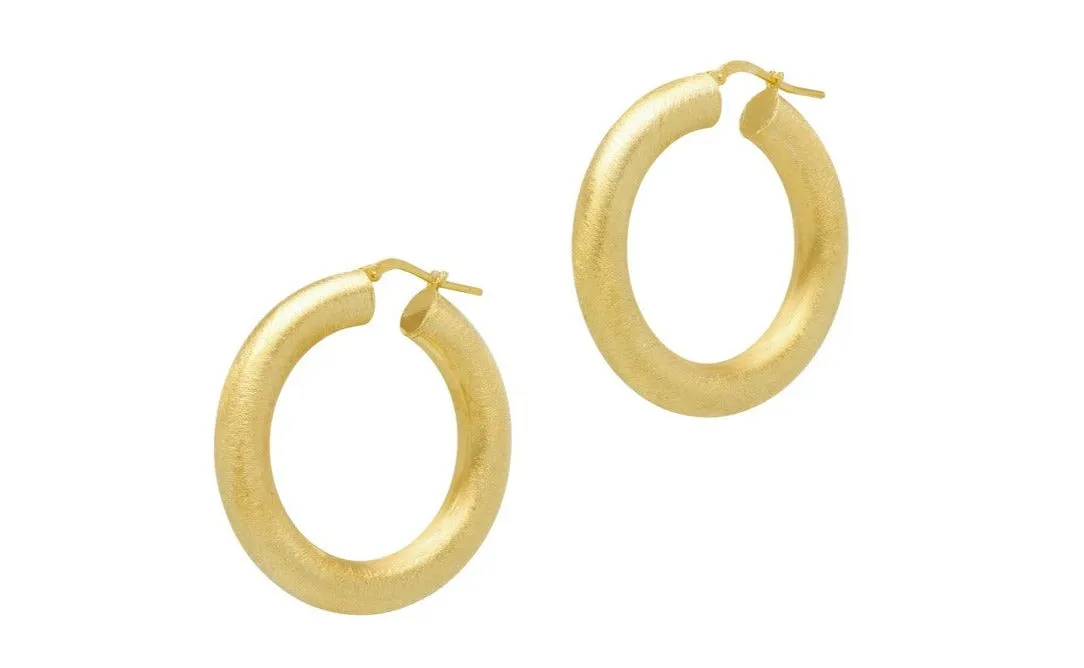 Matte 'Donut' Hoop Earrings - Silver