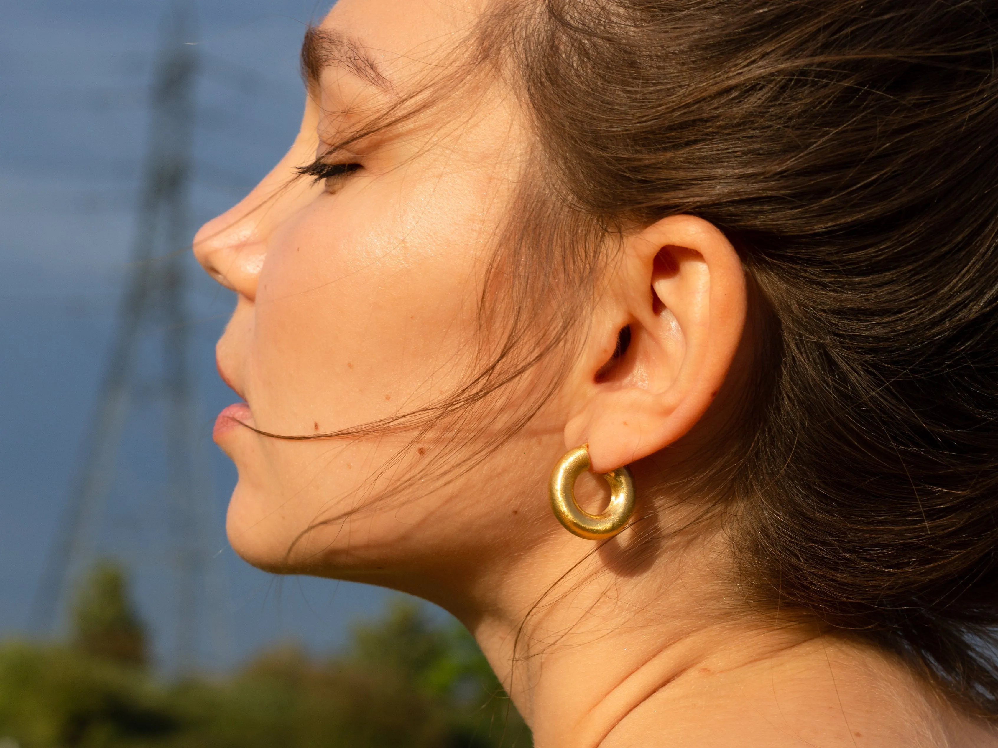 Matte 'Donut' Hoop Earrings - Silver