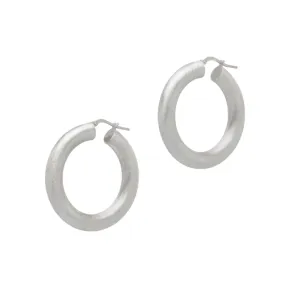 Matte 'Donut' Hoop Earrings - Silver