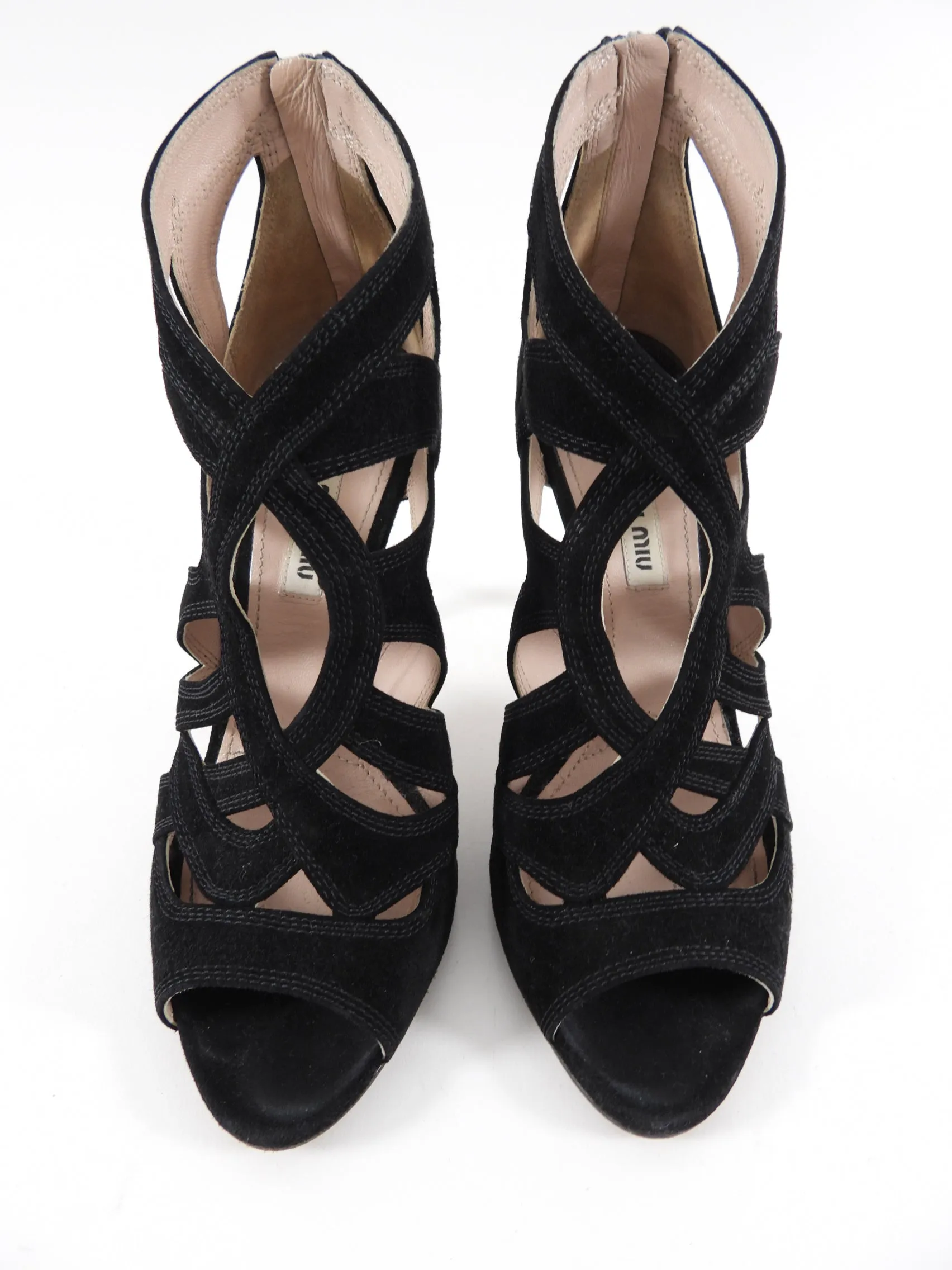 Miu Miu Black Suede Caged heels - 37