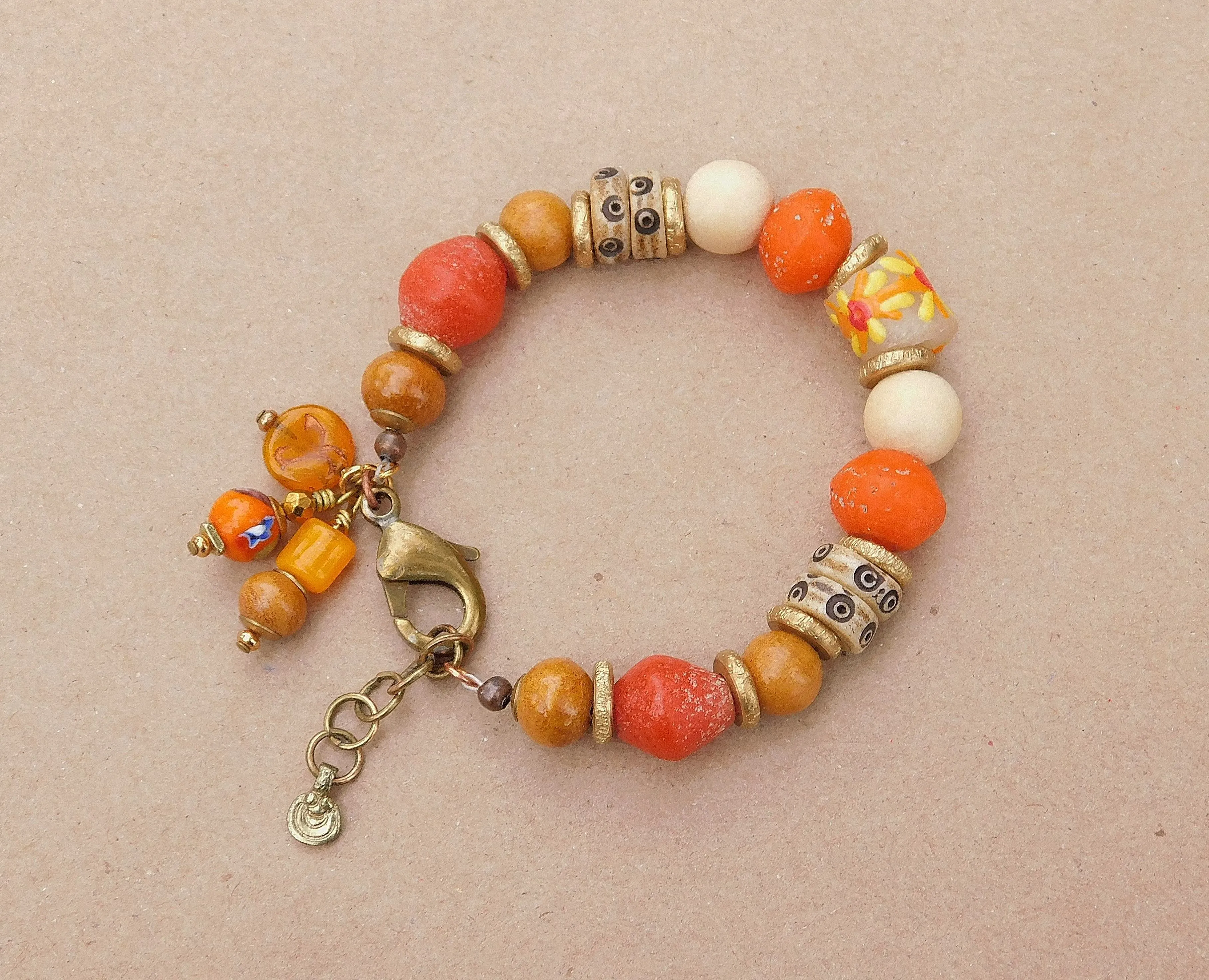 Orange Ancient Style Java Boho Bracelet